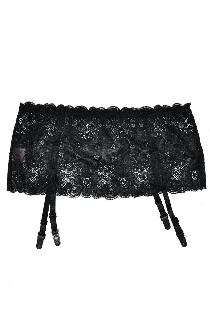Пояс для панчіх мереживний широкий De Lafense 945 Babette