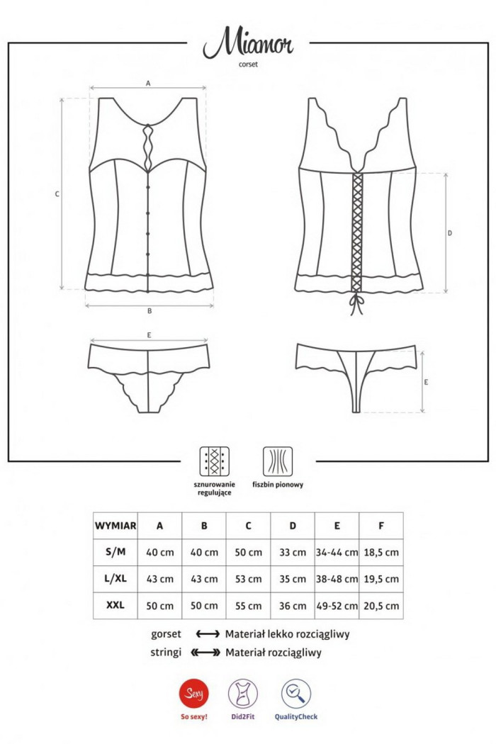 Корсет со шнуровкой и трусиками Obsessive Miamor corset