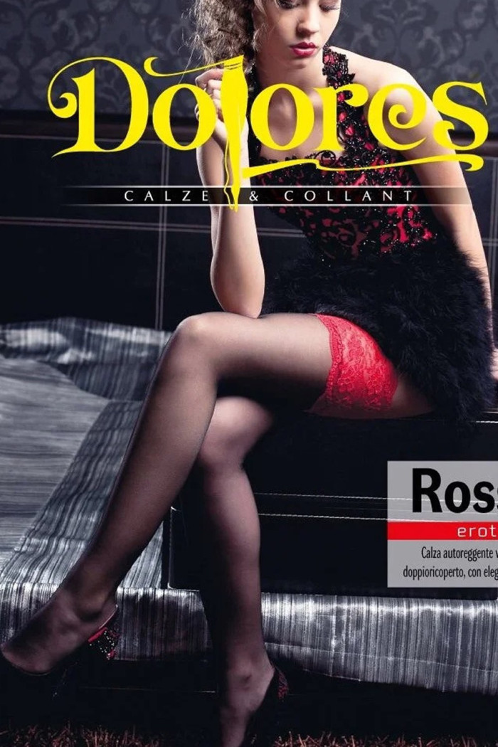 Панчохи з широким червоним мереживом Dolores Rossana 20den