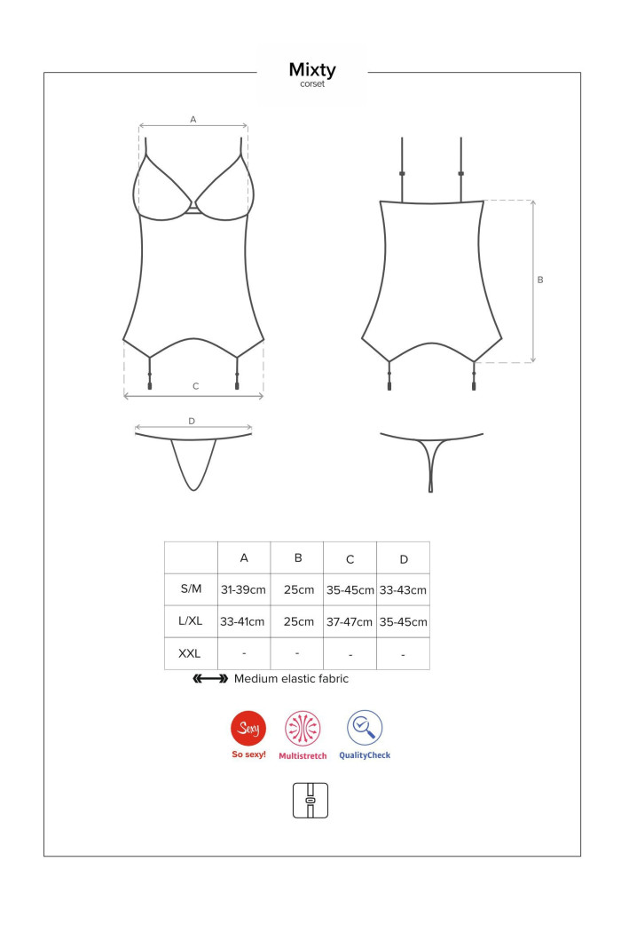 Корсет с пажами для чулок Obsessive Mixty corset