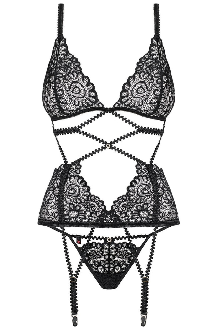 Корсет с пажами для чулок Obsessive Mixty corset