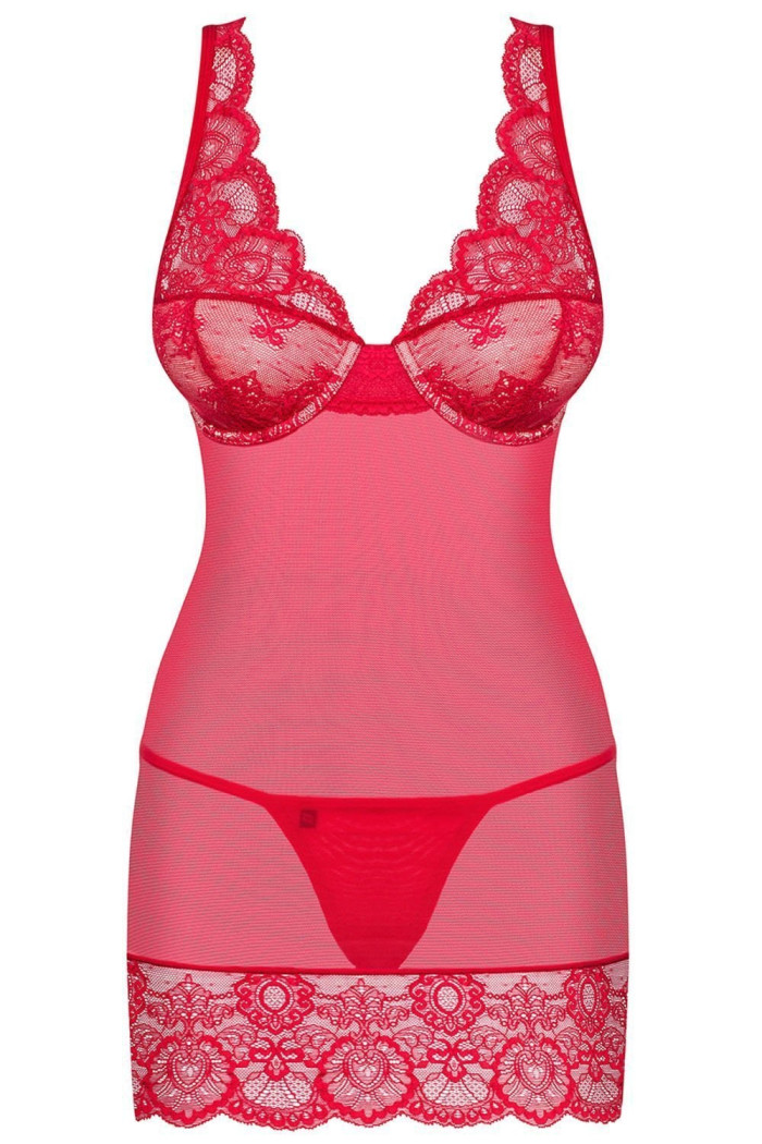 Сорочка со стрингами Obsessive 853-CHE-3