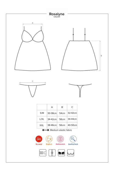 Пеньюар з трусиками Obsessive Rosalyne babydoll