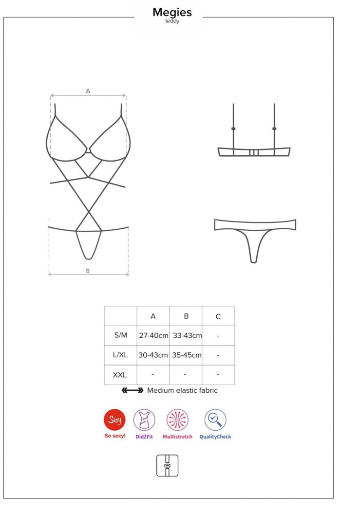 Боди кружевное открытое Obsessive Megies