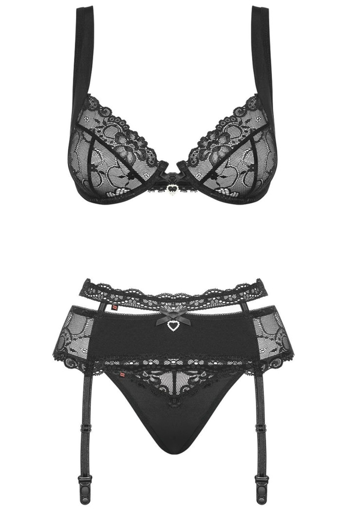 Комплект з поясом для панчіх Obsessive Heartina set