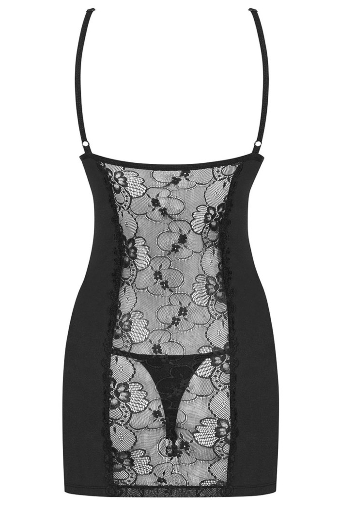 Сорочка з трусиками Obsessive Heartina chemise Black