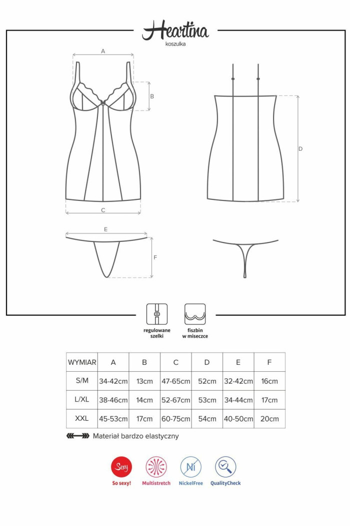 Сорочка з трусиками Obsessive Heartina chemise Black