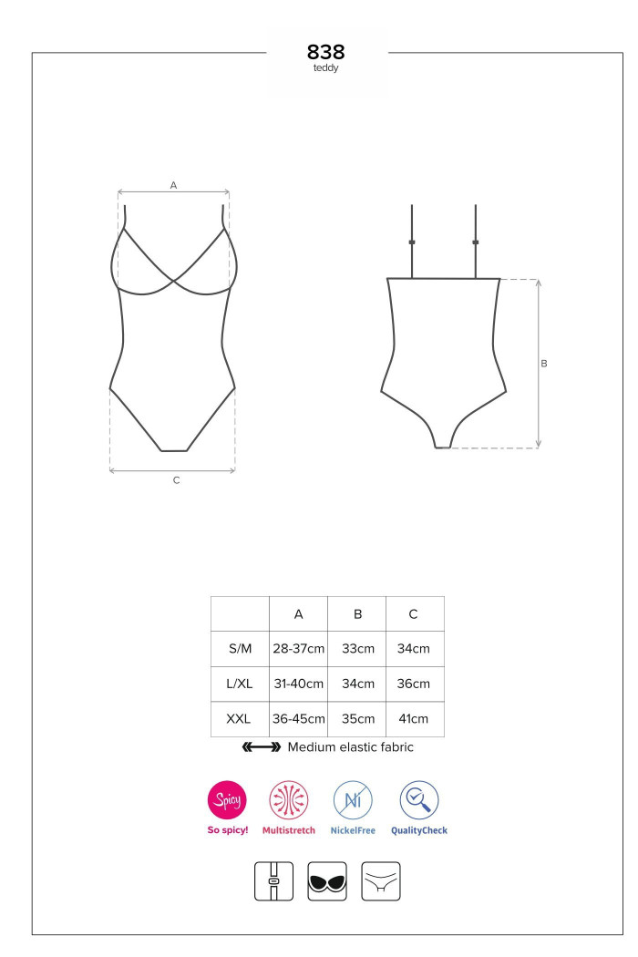 Боди с вырезом Obsessive 838-TED-1