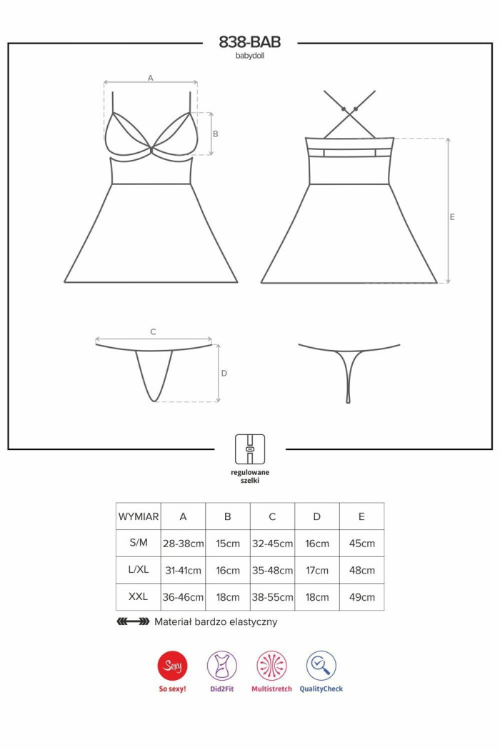 Пеньюар с трусиками Obsessive 838-BAB-1