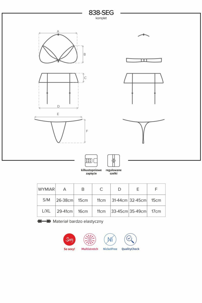 Комплект с поясом Obsessive 838-SEG-1