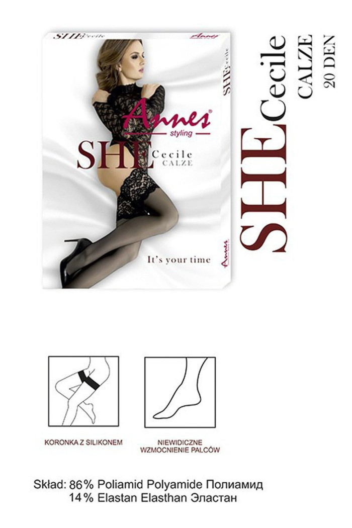 Чулки с широким кружевом ANNES Cecile 20 den