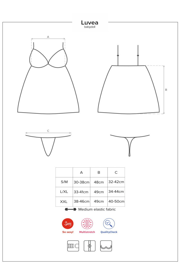 Комбинация с кружевным лифом Obsessive Luvae babydoll