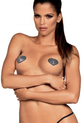 Накладки-сердечки на грудь со стразами Obsessive A750