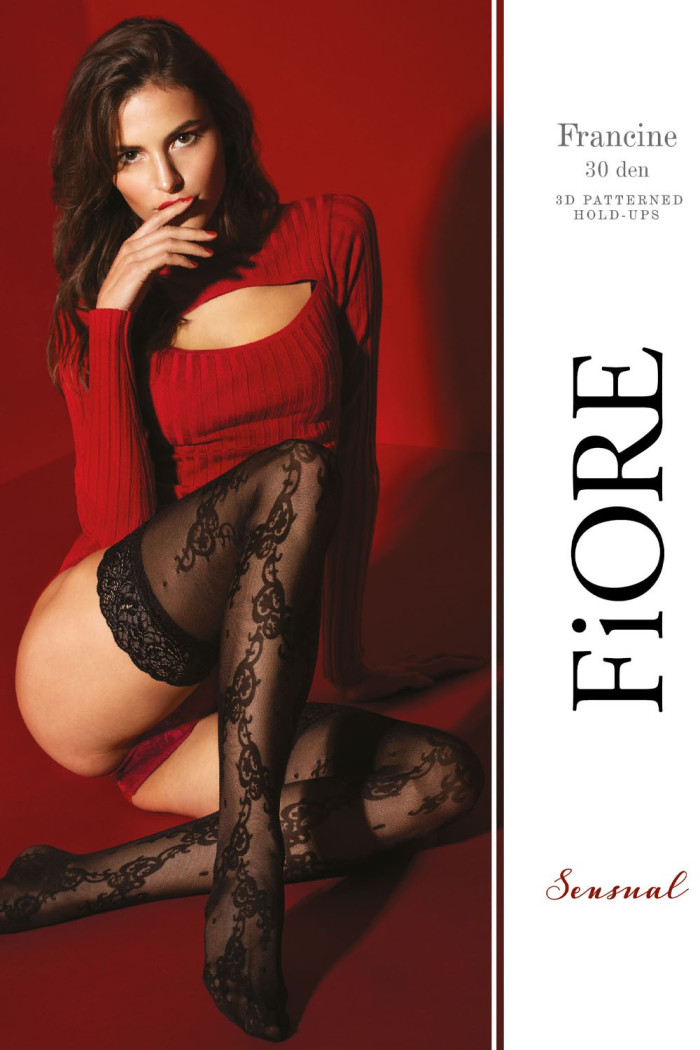 Чулки ажурные с красивой коронкой Fiore FRANCINE 30 den