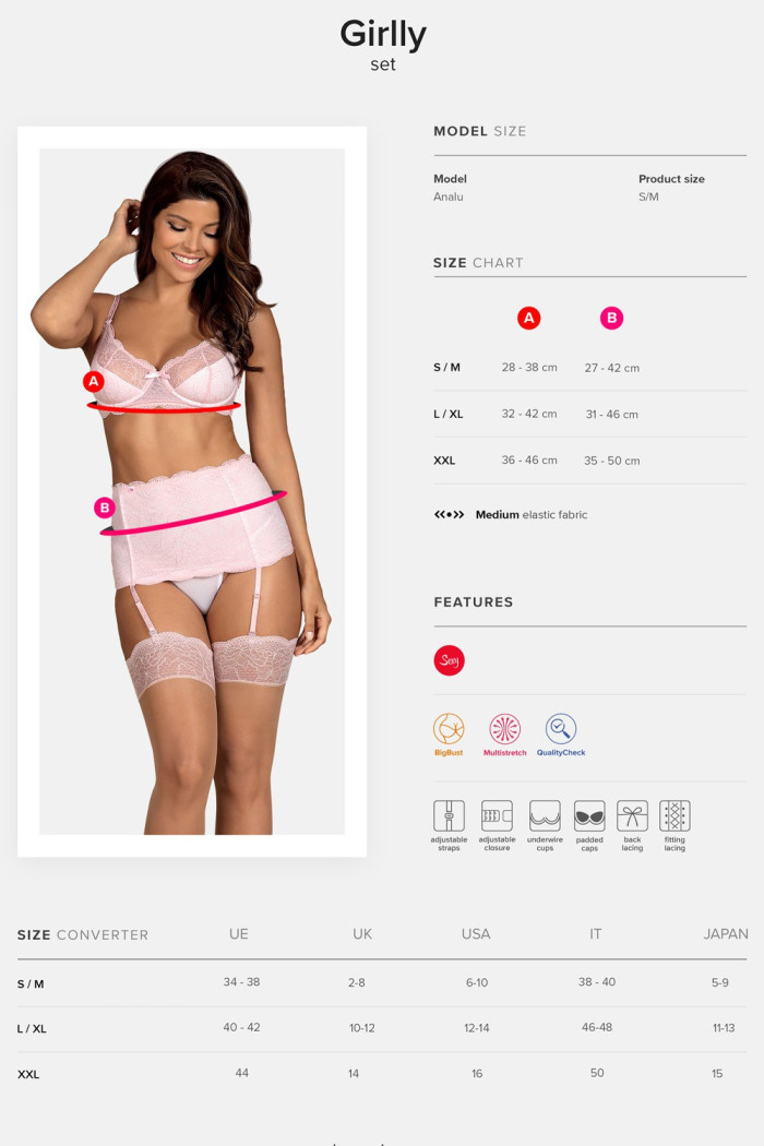 Комплект з широким поясом для панчіх Obsessive Girlly Set