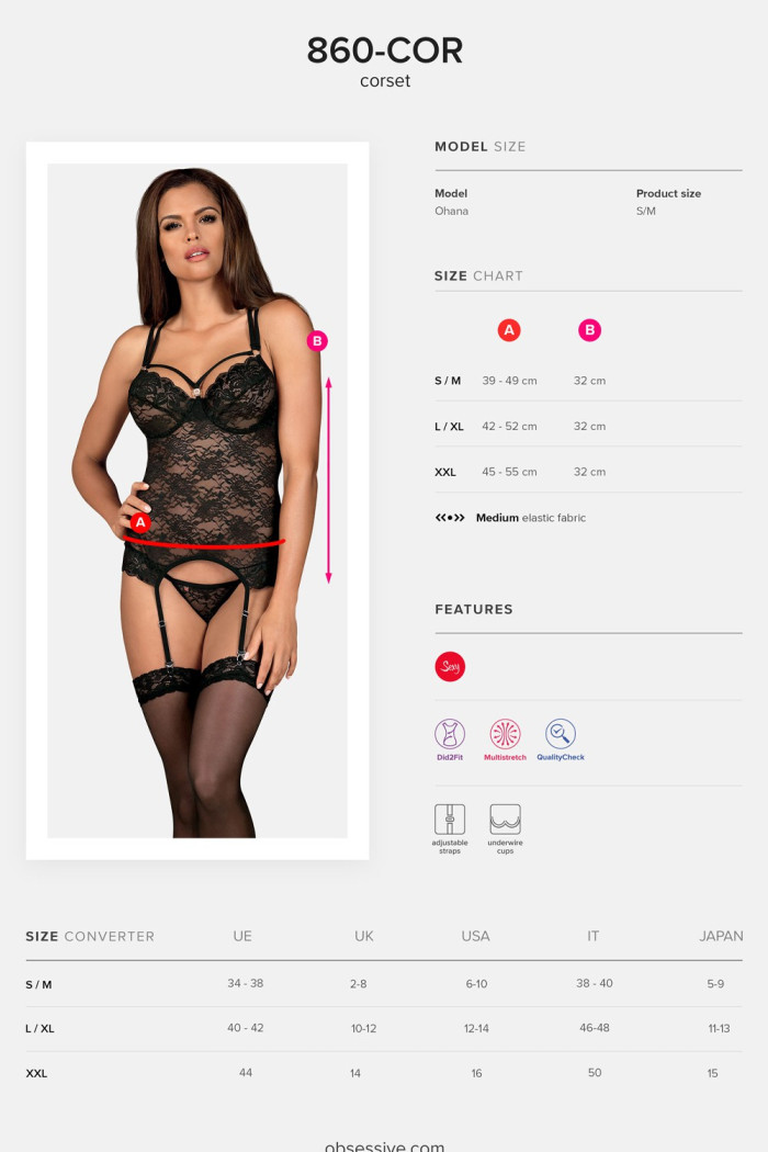 Корсет з трусиками-стрінг Obsessive 860-COR-1