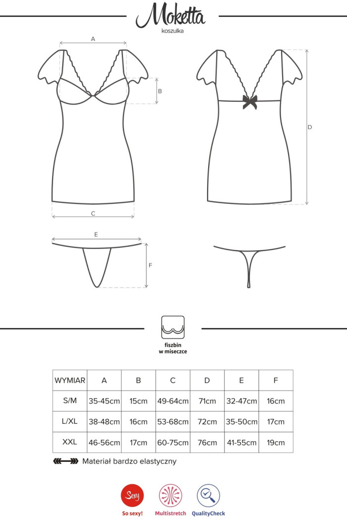 Сорочка с трусиками Obsessive Moketta Chemise