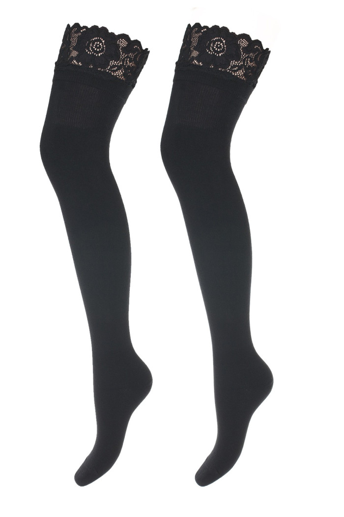 Заколенки-Чулки хлопковые с широким кружевом Milena 1085.000 Cotton