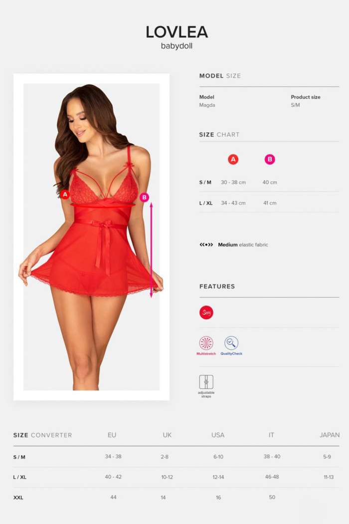 Прозорий бебідолл з трусиками Obsessive Lovlea babydoll