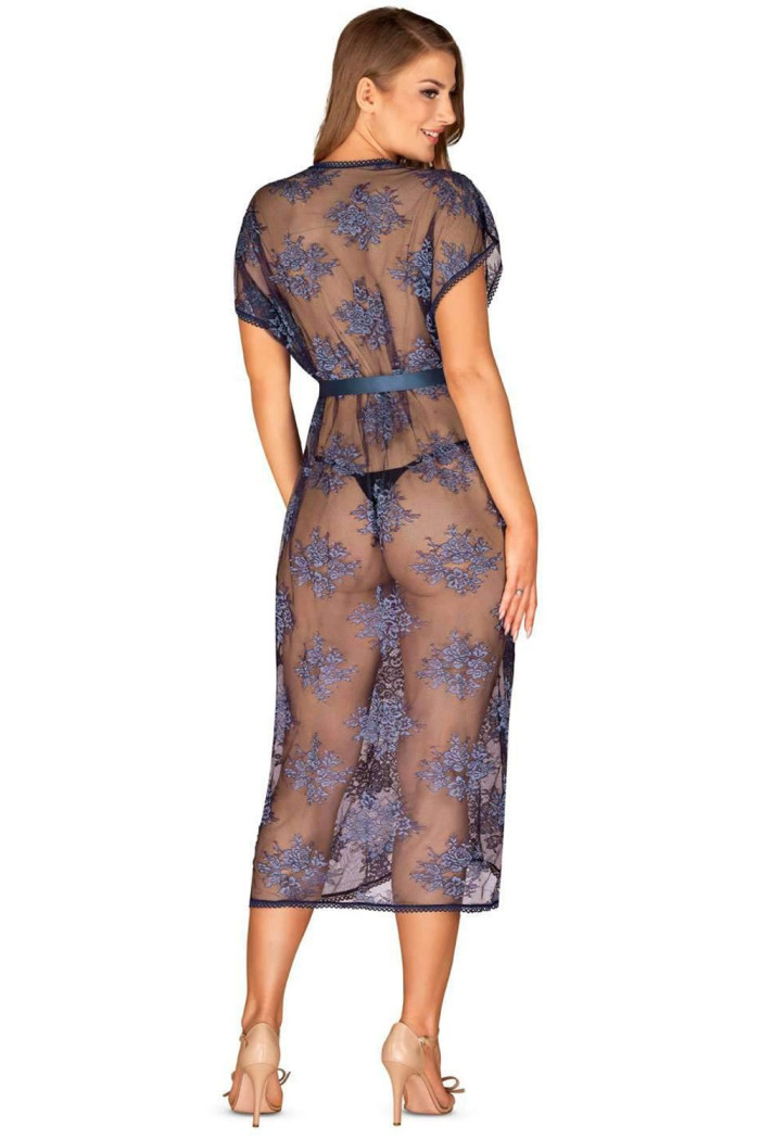 Халат довгий мереживний Obsessive Flowlace Peniuar