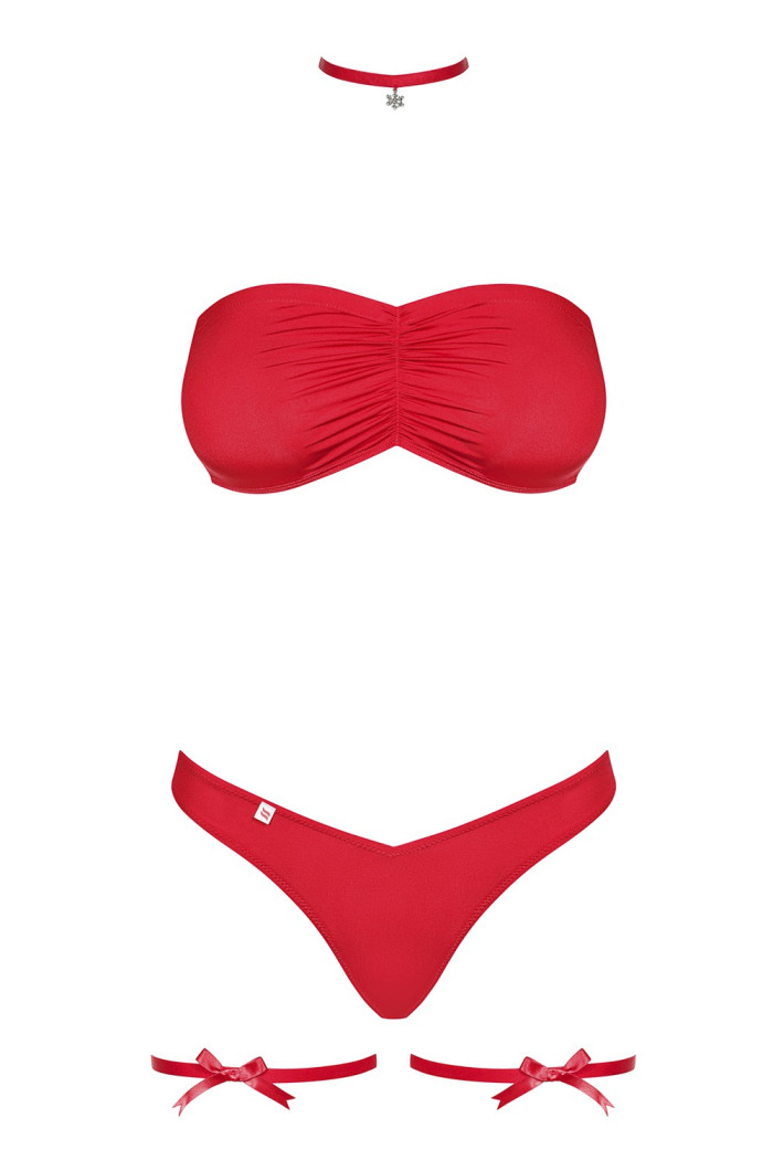 Комплект с подвязками Obsessive Kissmas Set