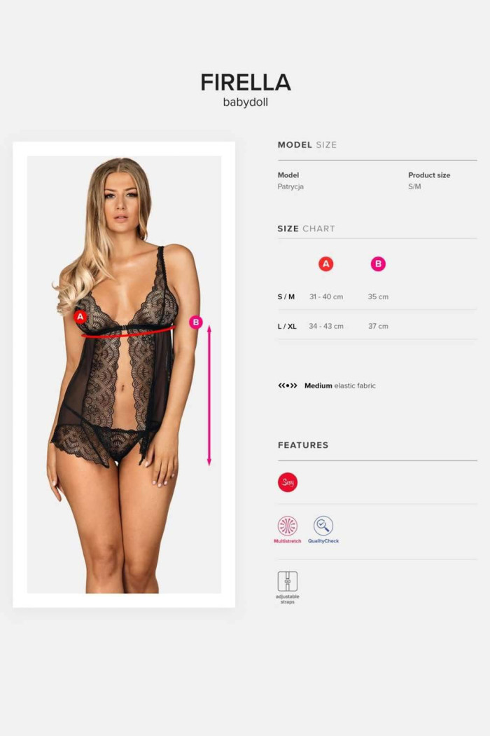 Бебидолл прозрачный с трусиками Obsessive Firella babydoll