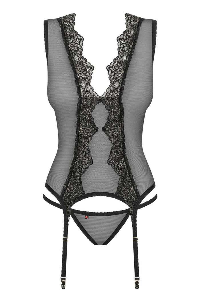 Прозорий корсет на шнурівці Obsessive Meshlove Corset