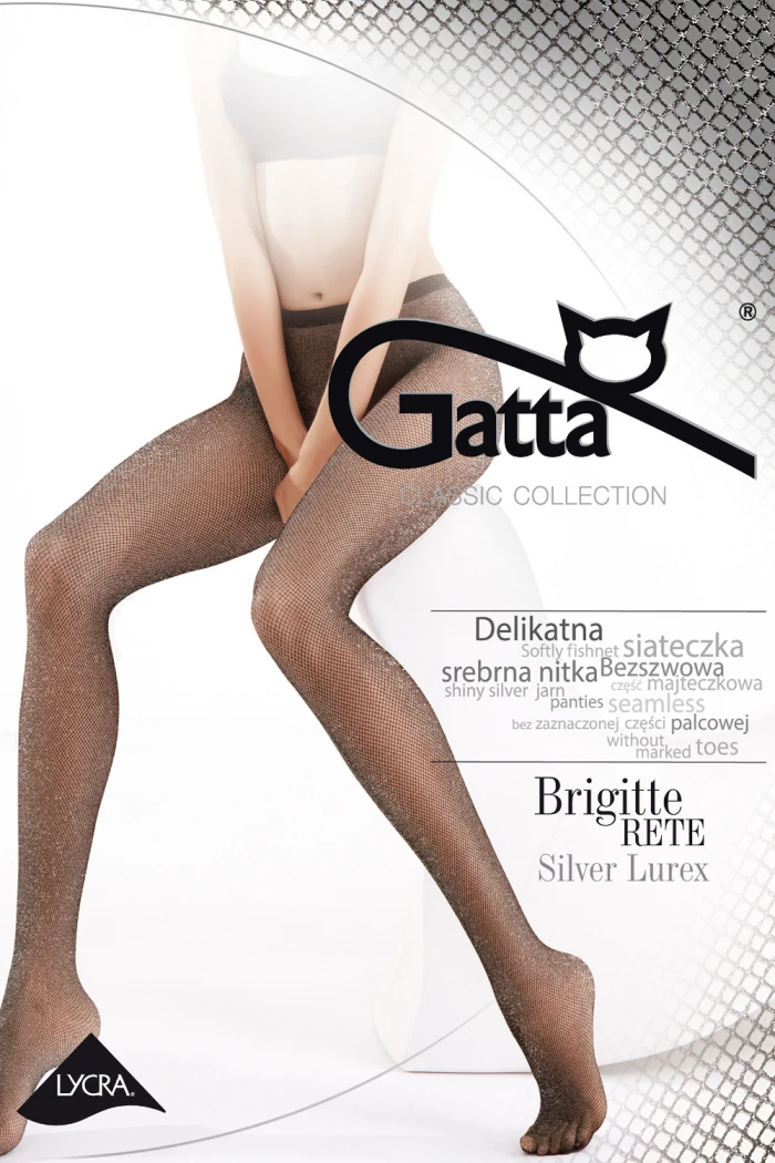 Колготки в сетку с люрексом Gatta Brigitte 02 Silver Lurex