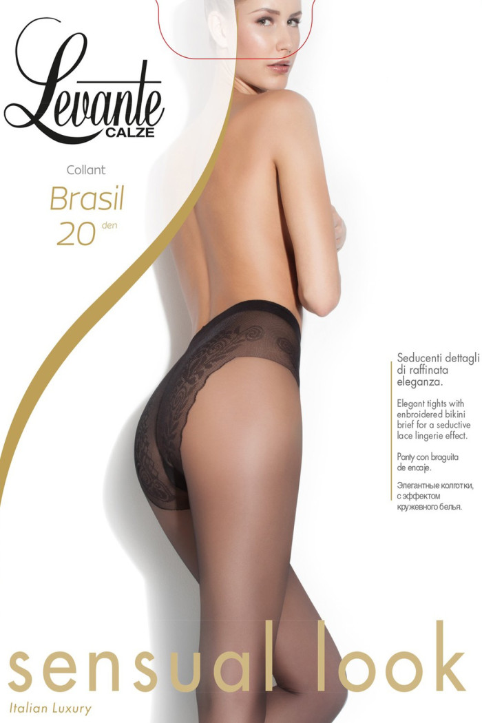 Прозрачные матовые колготки с ажурными трусиками Levante Brasil 20 den