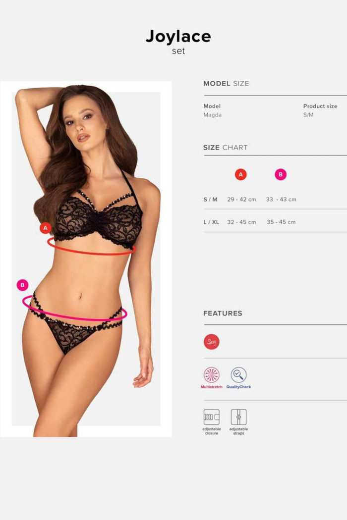 Комплект білизни мереживний з перлами Obsessive Joylace Set