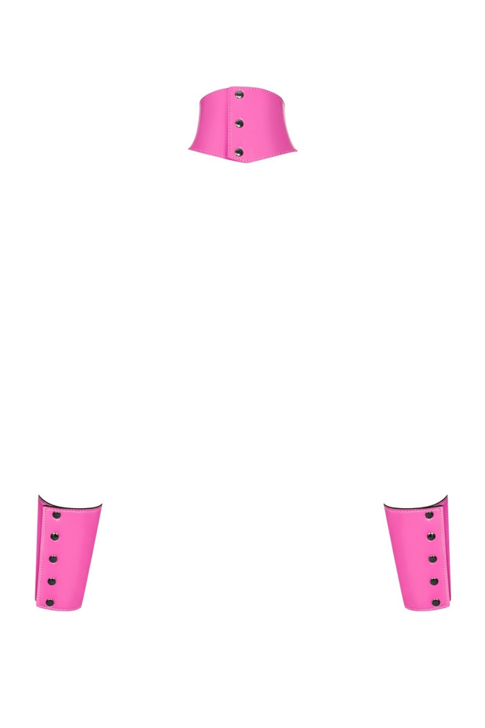 Латексний чокер з наручниками Obsessive Lollypopy Cuffs