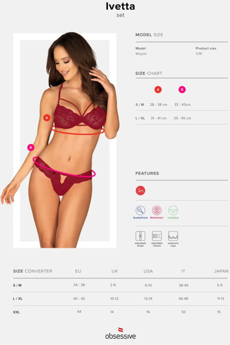 Комплект мереживний з перлами Obsessive Ivetta Set