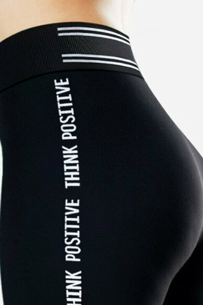 Безшовні легінси з написами LORES Think Positive 90Den