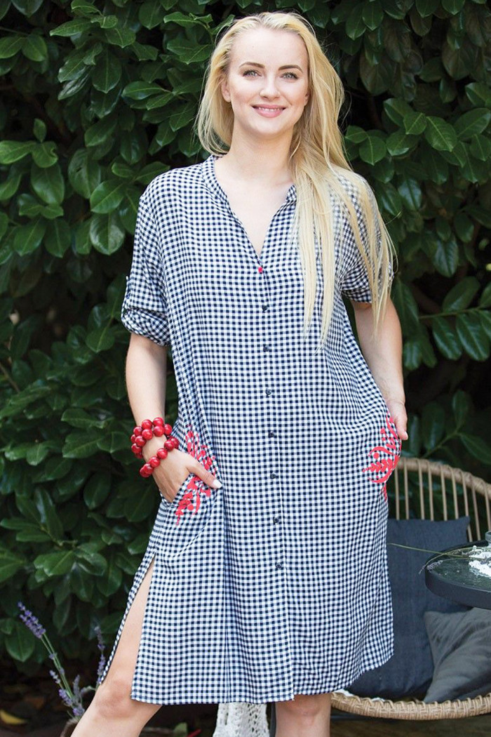 Женское платье-рубашка в клетку Key LND 451 A21