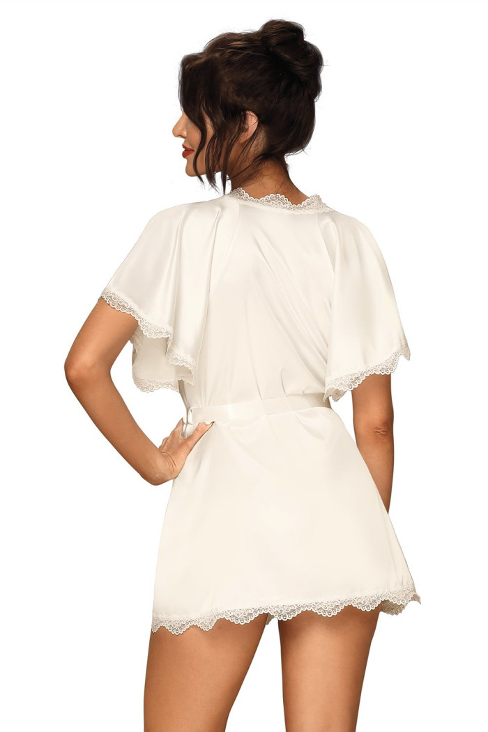 Халатик атласний короткий Obsessive Prima Neve Peignoir