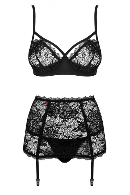 Комплект з широким поясом Obsessive Peonesia Set