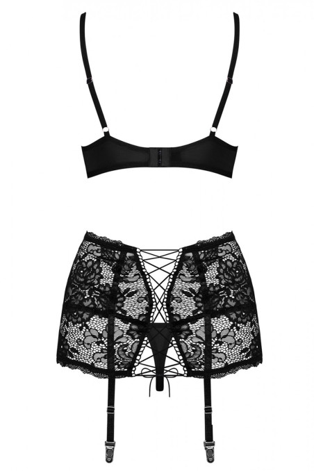Комплект з широким поясом Obsessive Peonesia Set