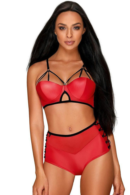 Комплект под кожу Obsessive Leatheria Red