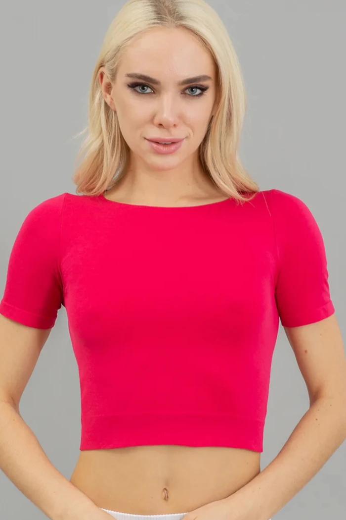 Топ з короткими рукавами Giulia Crop T-Shirt Raspberry sorbed