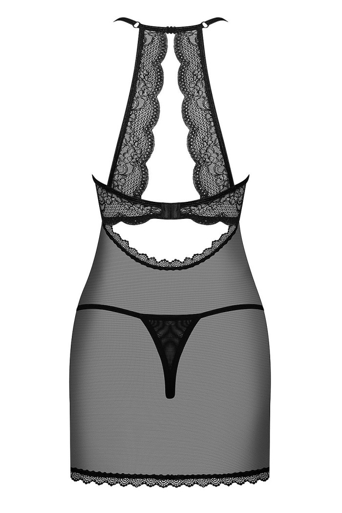 Сорочка з відкритим бюстом і трусиками Obsessive Pearlove Chemise