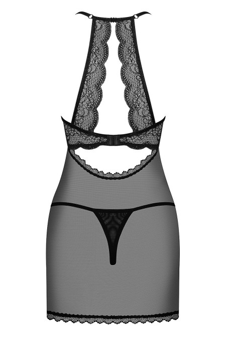Сорочка з відкритим бюстом і трусиками Obsessive Pearlove Chemise