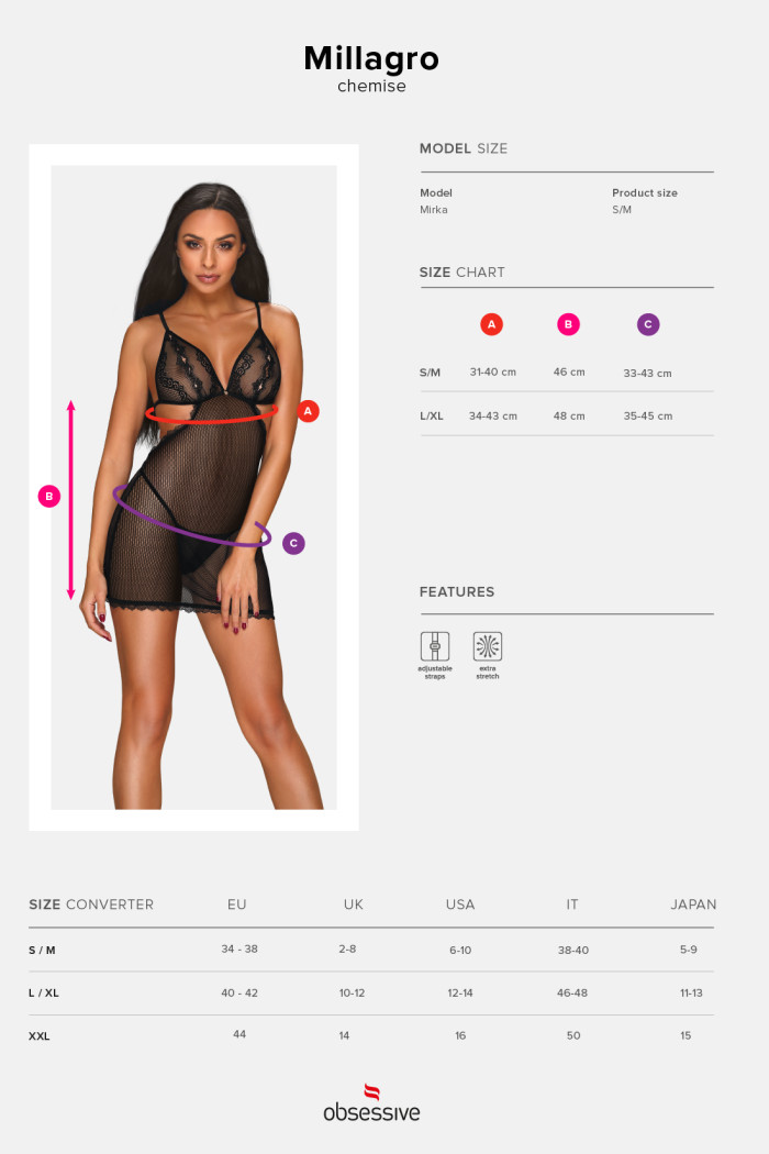 Сорочка с трусиками Obsessive Millagro chemise