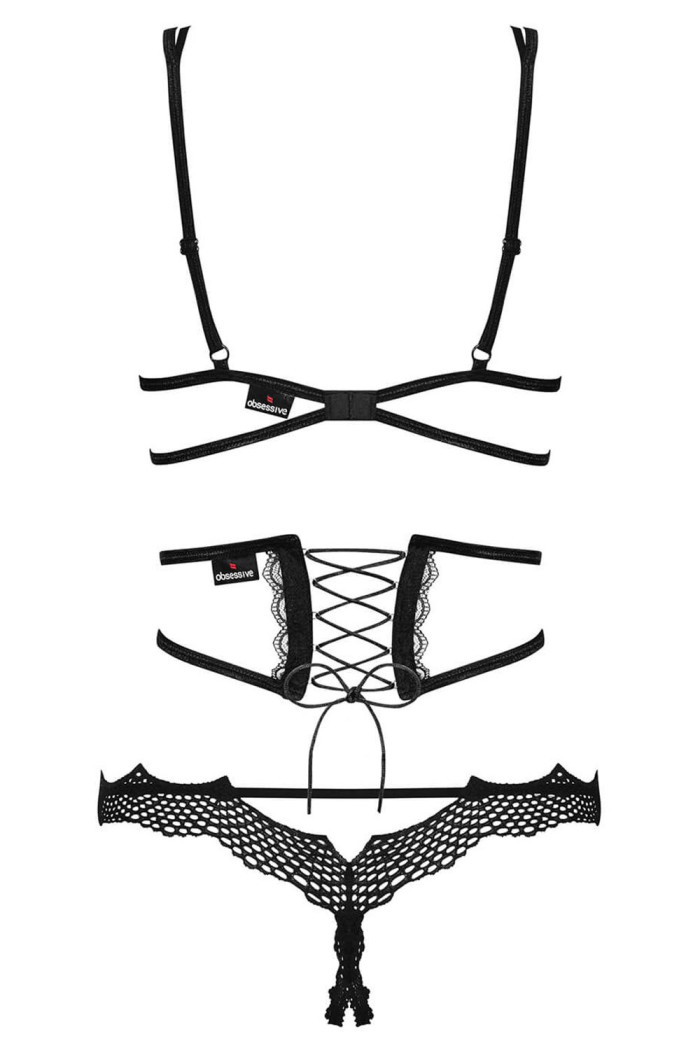 Комплект з відкритим бюстом і поясом Obsessive Bravelle