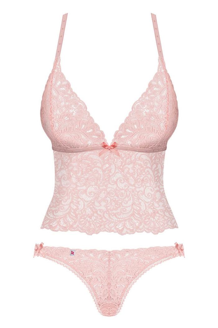 Комплект мереживний Obsessive Delicanta Top Pink