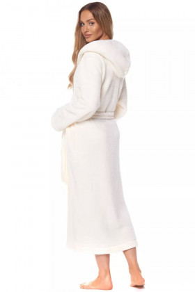 Жіночий довгий теплий халат з капюшоном L&L 2128 Lila Ecri