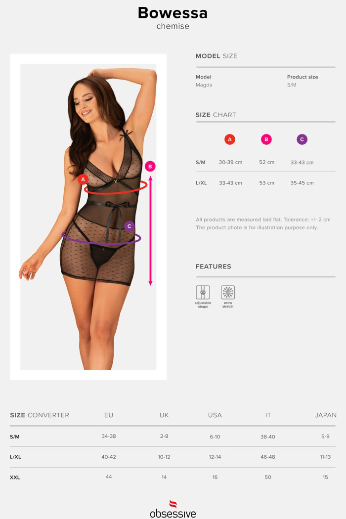 Прозрачная сорочка с трусиками Obsessive Bowessa chemise