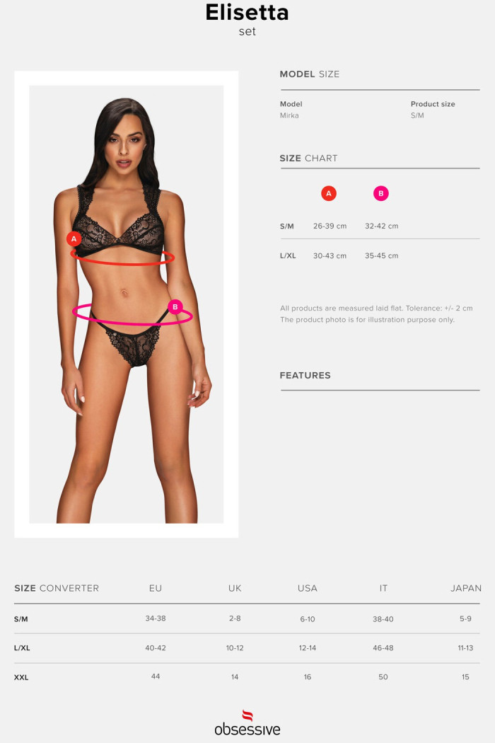 Комплект мереживний Obsessive Elisetta set