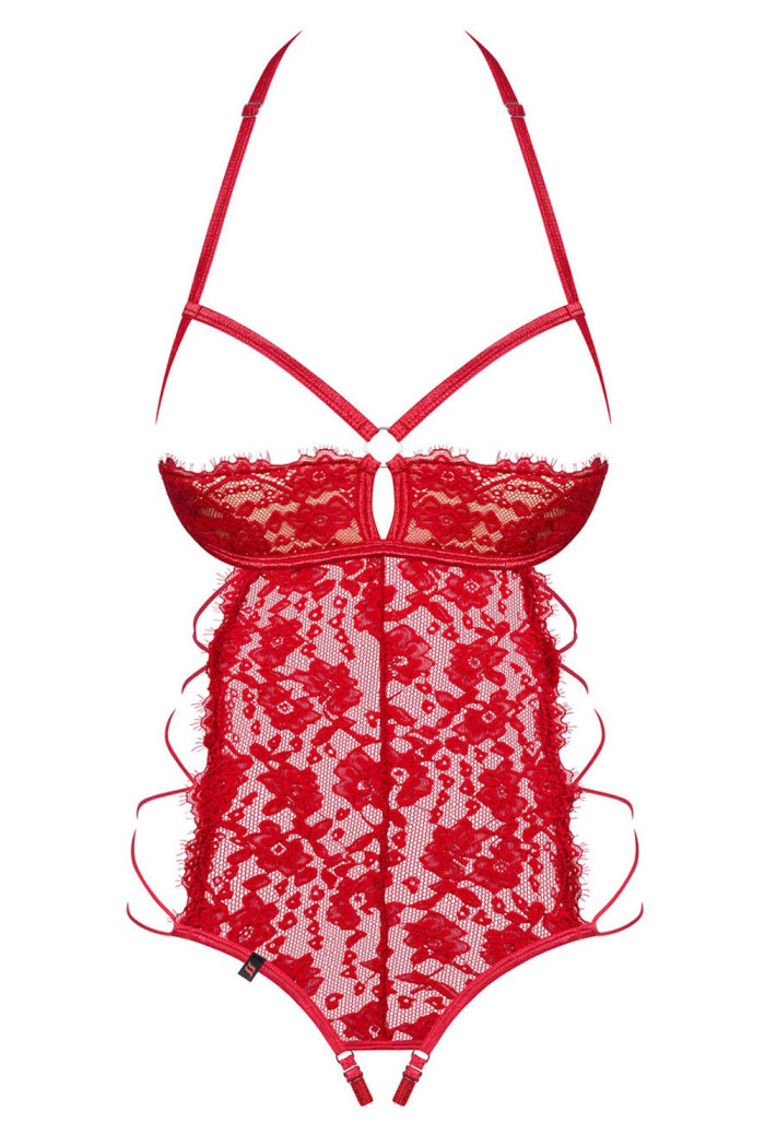 Боді мереживне з вирізом Obsessive Rediosa