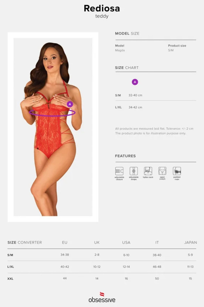 Боді мереживне з вирізом Obsessive Rediosa