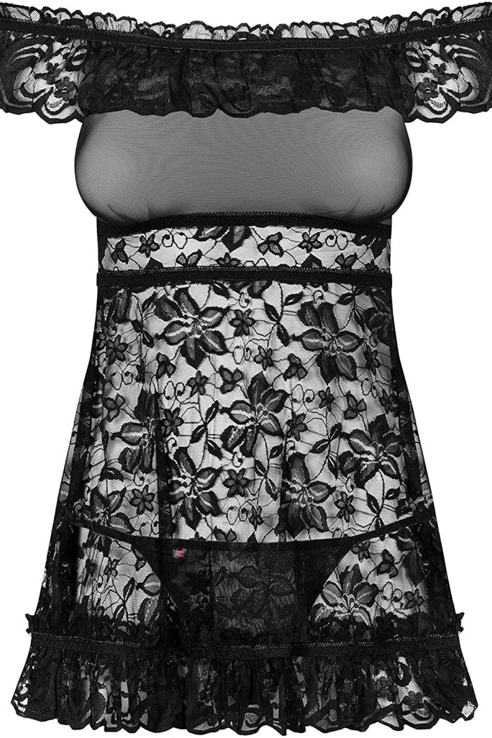 Сорочка прозрачная короткая Obsessive Flores chemise